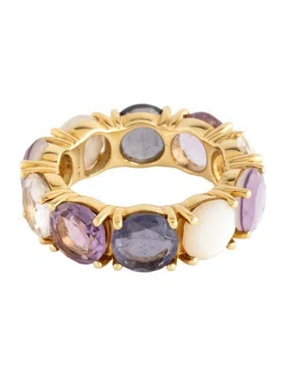 Pre-owned Ippolita 18k Mother Of Pearl & Multistone Eternity Band In Multicolor