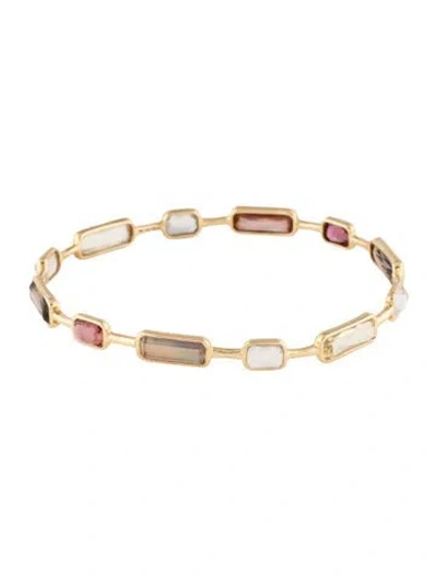 Pre-owned Ippolita 18k Mother Of Pearl & Multistone Gelato 12-stone Bangle Bracelet, 7.75" In Multicolor
