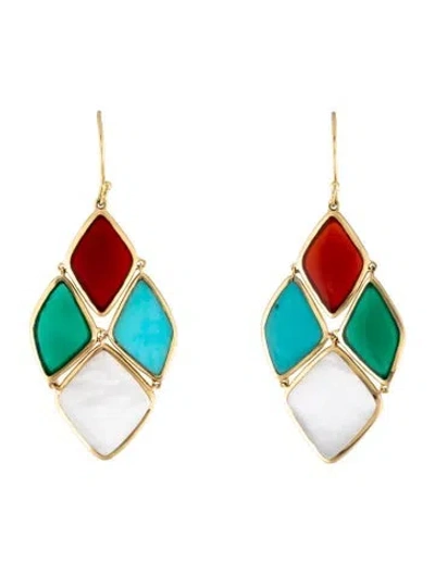 Pre-owned Ippolita 18k Mother Of Pearl & Multistone Riviera Sky Cascade Drop Earrings In Multicolor