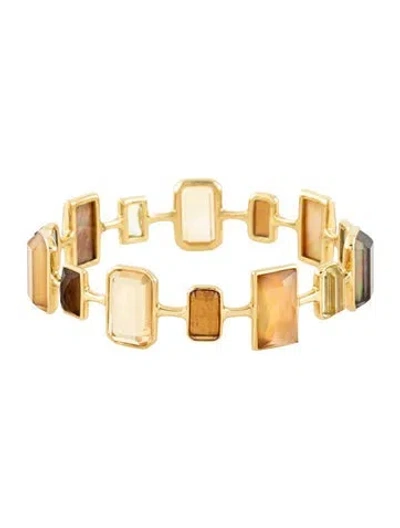 Pre-owned Ippolita 18k Mother Of Pearl & Multistone Rock Candy Gelato Bangle, 7.75"
