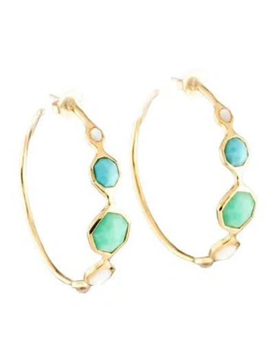 Pre-owned Ippolita 18k Mother Of Pearl & Multistone Rock Candy Hoop Earrings