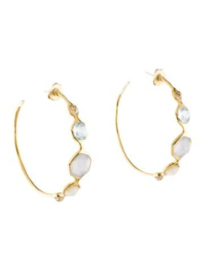 Pre-owned Ippolita 18k Mother Of Pearl & Multistone Rock Candy Hoop Earrings