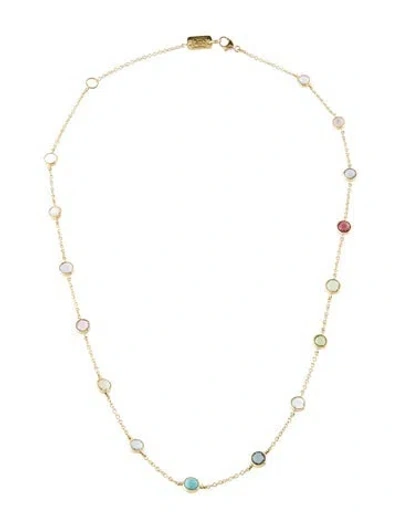 Pre-owned Ippolita 18k Mother Of Pearl & Multistone Station Necklace, 18" In White