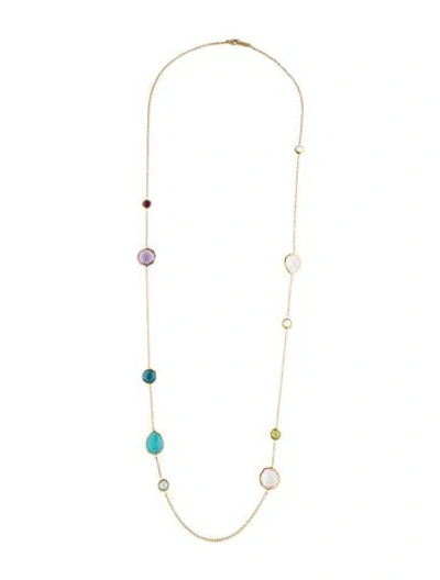 Pre-owned Ippolita 18k Mother Of Pearl & Multistone Station Necklace, 36.5" In White