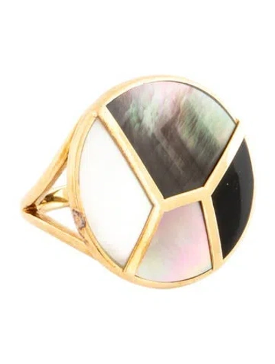 Pre-owned Ippolita 18k Mother Of Pearl & Onyx Cocktail Ring In Multicolor