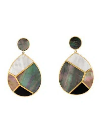 Pre-owned Ippolita 18k Mother Of Pearl & Onyx Drop Earrings In Multi