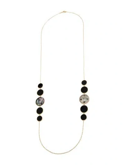 Pre-owned Ippolita 18k Mother Of Pearl & Onyx Phantom Station Necklace, 38" In Multi