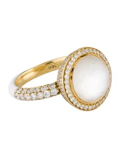 Pre-owned Ippolita 18k Mother Of Pearl & Quartz Doublet, 1.30ctw Diamond Carnevale Cocktail Ring In Multi