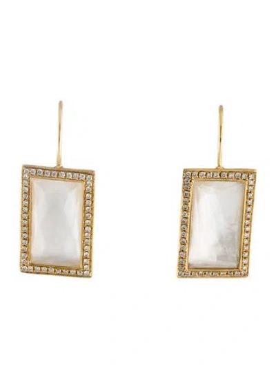 Pre-owned Ippolita 18k Mother Of Pearl & Quartz Doublet Diamond Drop Earrings In Multi