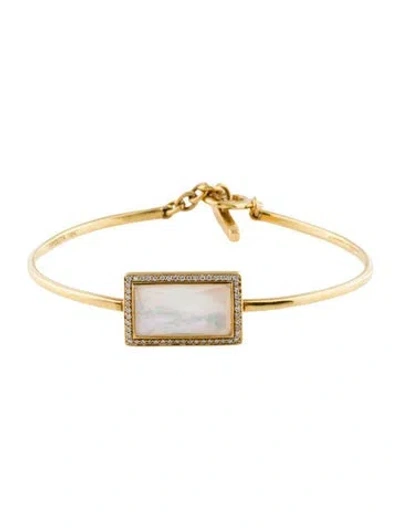 Pre-owned Ippolita 18k Mother Of Pearl & Quartz Doublet, Diamond Toggle Bracelet, 6.5" In Multi
