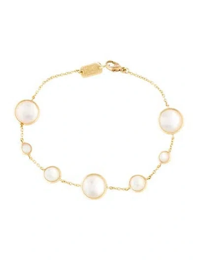 Pre-owned Ippolita 18k Mother Of Pearl & Quartz Doublet Lollitini Station Bracelet, 7.25" In Multicolor