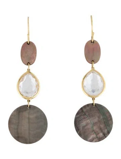 Pre-owned Ippolita 18k Mother Of Pearl & Quartz Drop Earrings In Brown