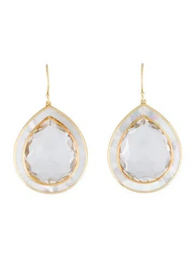 Pre-owned Ippolita 18k Mother Of Pearl & Quartz Ondine Drop Earrings In Multi