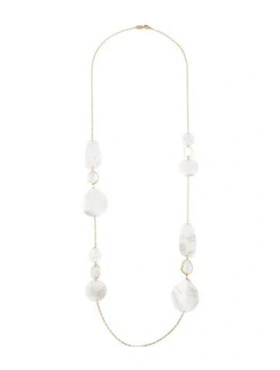 Pre-owned Ippolita 18k Mother Of Pearl & Quartz Station Necklace, 38" In Multi