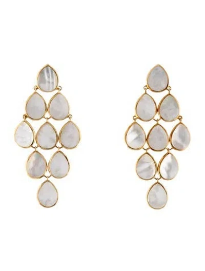 Pre-owned Ippolita 18k Mother Of Pearl Cascade Chandelier Earrings In Multicolor