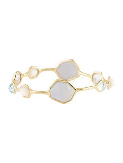 Pre-owned Ippolita 18k Mother Of Pearl, Chalcedony, Quartz & Topaz Bangle, 7.75" In Multi