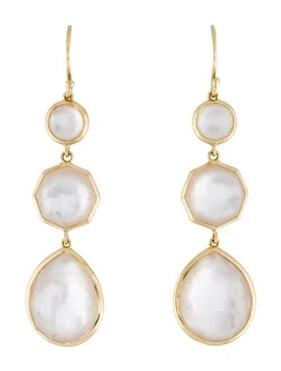 Pre-owned Ippolita 18k Mother Of Pearl Doublet Rock Candy Triple Drop Earrings In Multicolor