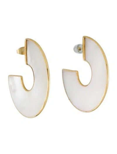 Pre-owned Ippolita 18k Mother Of Pearl Flat Hoop Earrings In Multi