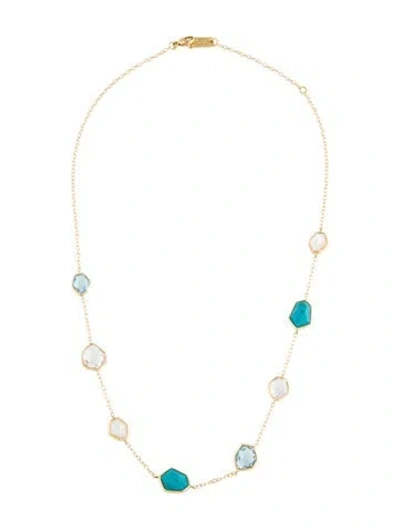 Pre-owned Ippolita 18k Mother Of Pearl Multi-stone Lollipop Station, 18" In Multicolor