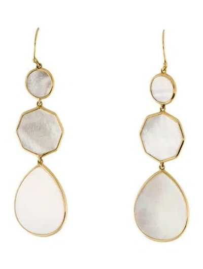 Pre-owned Ippolita 18k Mother Of Pearl Polished Rock Candy Drop Earrings In White