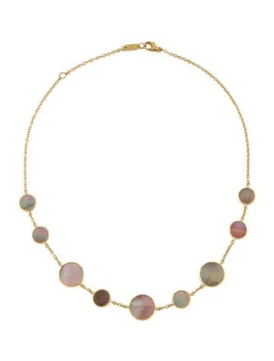 Pre-owned Ippolita 18k Mother Of Pearl Polished Rock Candy Station Necklace, 18" In Multicolor