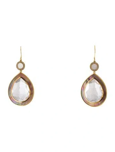 Pre-owned Ippolita 18k Mother Of Pearl, Quartz & Diamond Drop Earrings In Multi