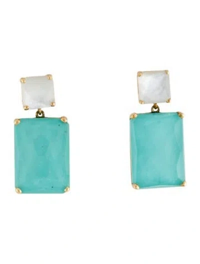 Pre-owned Ippolita 18k Mother Of Pearl, Quartz & Turquoise Doublet Rock Candy Drop Earrings In Multi