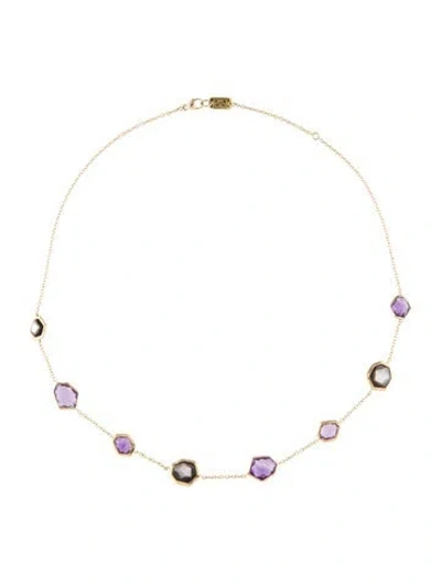 Pre-owned Ippolita 18k Mother Of Pearl Quartz Doublet & Amethyst Station Necklace, 18" In Multi