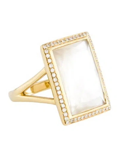 Pre-owned Ippolita 18k Mother Of Pearl, Quartz Doublet & Diamond Ring In Multi