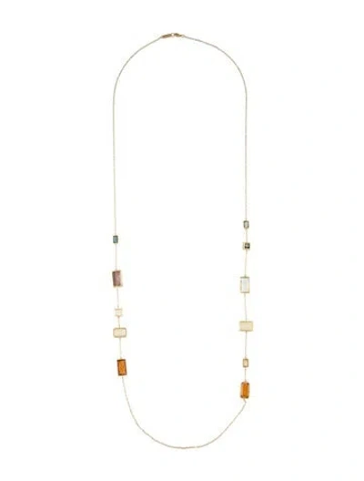 Pre-owned Ippolita 18k Mother Of Pearl Quartz Doublet, Citrine & Topaz Long Station Necklace, 36" In Gray
