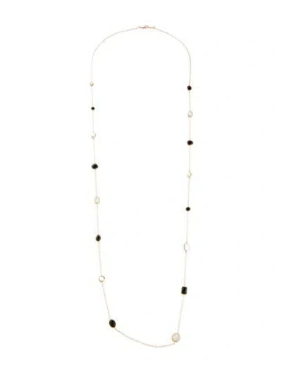 Pre-owned Ippolita 18k Mother-of-pearl, Quartz & Onyx Station Necklace, 37.5" In Multi