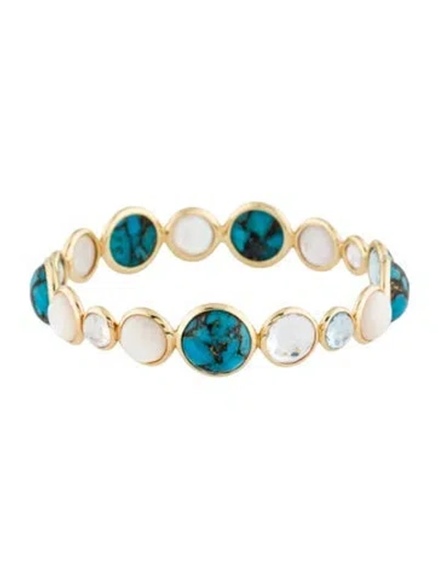 Pre-owned Ippolita 18k Multistone Bangle Bracelet, 8" In White