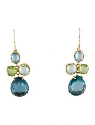 Pre-owned Ippolita 18k Multistone Cluster Drop Earrings