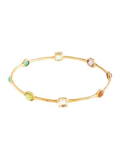 Pre-owned Ippolita 18k Multistone Rock Candy Bangle Bracelet, 7.75" In Multicolor