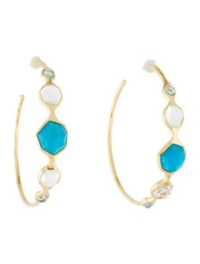 Pre-owned Ippolita 18k Multistone Rock Candy Hoop Earrings