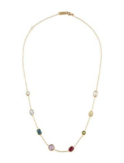 Pre-owned Ippolita 18k Multistone Station Necklace, 18" In Multicolor
