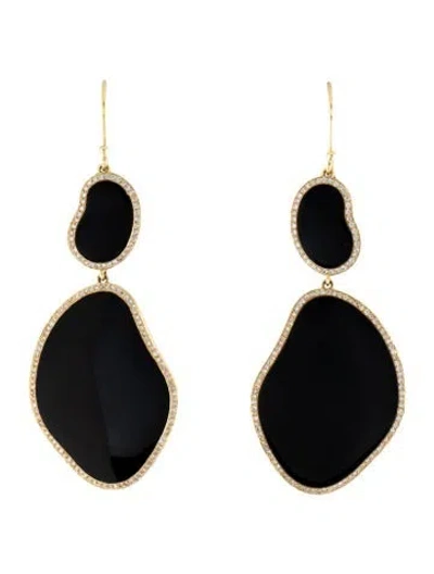 Pre-owned Ippolita 18k Onyx & Diamond Drop Earrings In Multicolor