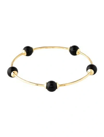 Pre-owned Ippolita 18k Onyx Station Bangle Bracelet, 7.25" In Multicolor