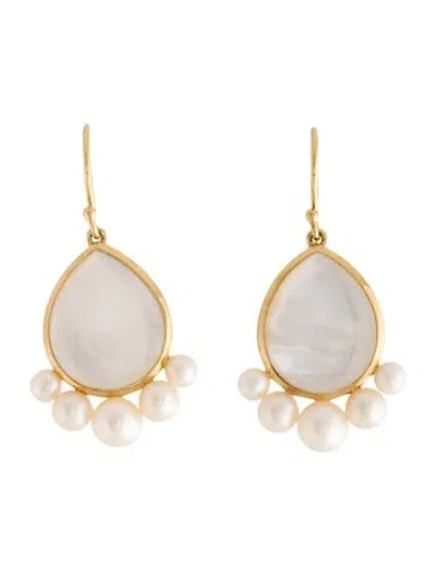 Pre-owned Ippolita 18k Pearl & Mother Of Pearl Drop Earrings In Multicolor