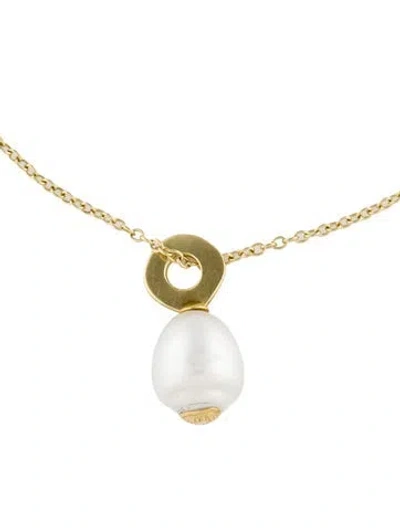 Pre-owned Ippolita 18k Pearl Drop Pendant Necklace, 32" In Multi