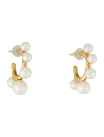 Pre-owned Ippolita 18k Pearl Nove Teeny Hoop Earrings In Multi