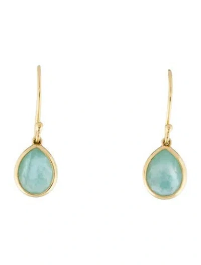 Pre-owned Ippolita 18k Quartz & Amazonite Doublet Teeny Teardrop Earrings In Multi
