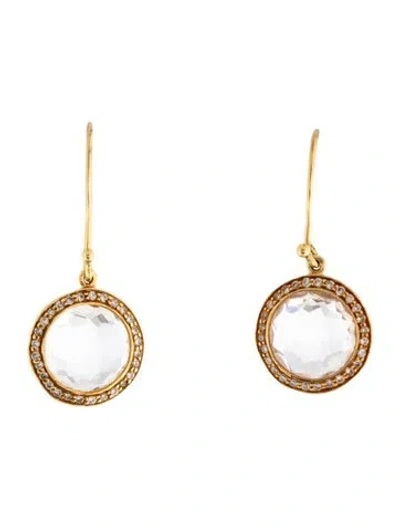 Pre-owned Ippolita 18k Quartz & Diamond Lollipop Mini Drop Earrings In Multi