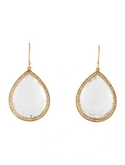 Pre-owned Ippolita 18k Quartz & Diamond Tear Drop Earrings In Multicolor