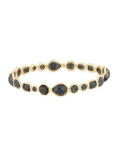 Pre-owned Ippolita 18k Quartz & Hematine Doublet Rock Candy Bangle Bracelet, 8" In Multicolor