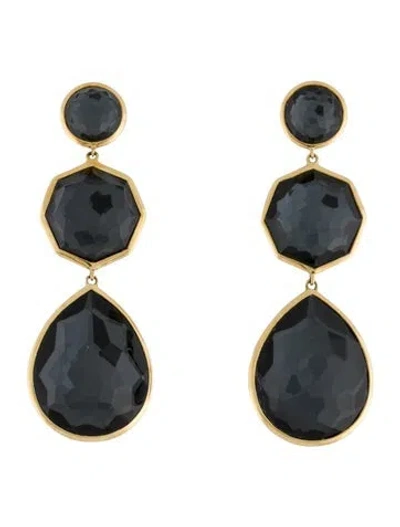 Pre-owned Ippolita 18k Quartz & Hematite Doublet Crazy 8's Drop Earrings In Multi