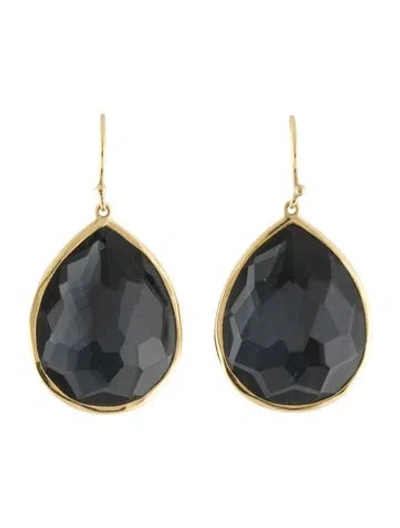 Pre-owned Ippolita 18k Quartz & Hematite Doublet Drop Earrings In Multi