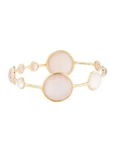 Pre-owned Ippolita 18k Quartz & Mother Of Pearl Doublet Bangle Bracelet, 7.75" In Multi