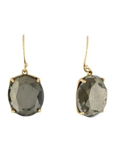 Pre-owned Ippolita 18k Quartz & Pyrite Doublet Drop Earrings In Multi