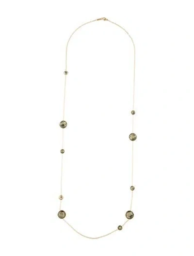 Pre-owned Ippolita 18k Quartz & Pyrite Doublet Station Necklace, 37" In Multi